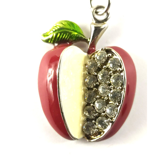 Apple Rhinestone Keychain Clasp - Picture 2 of 5